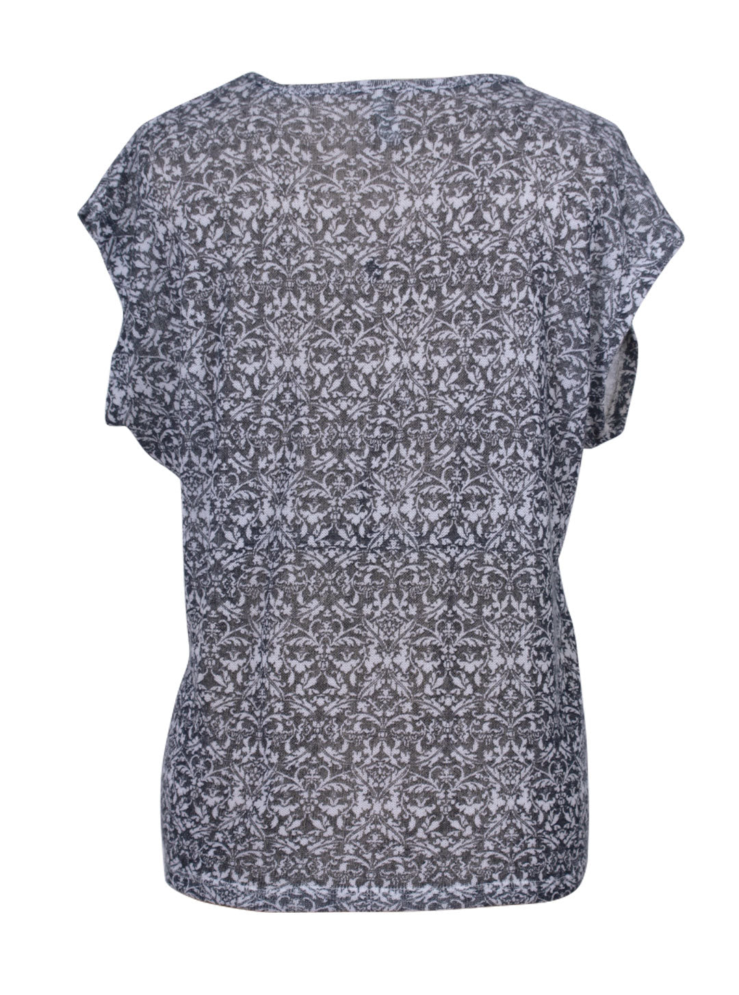 Polera estampada suelta manga corta diseño ornamental lanilla | Talla S