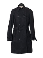 Trench coat negro con cinturón y forro desmontable | Talla S