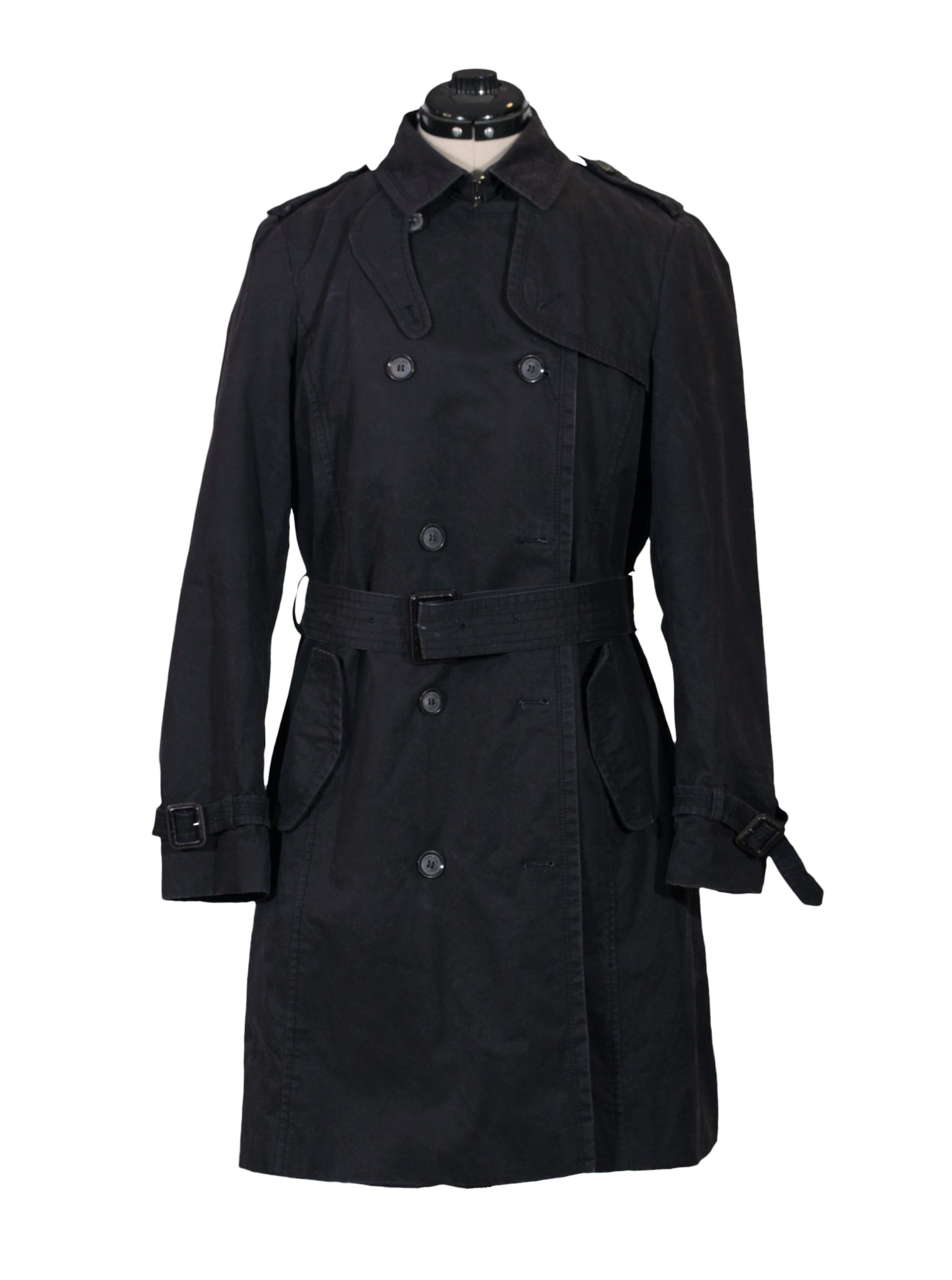 Trench coat negro con cinturón y forro desmontable | Talla S