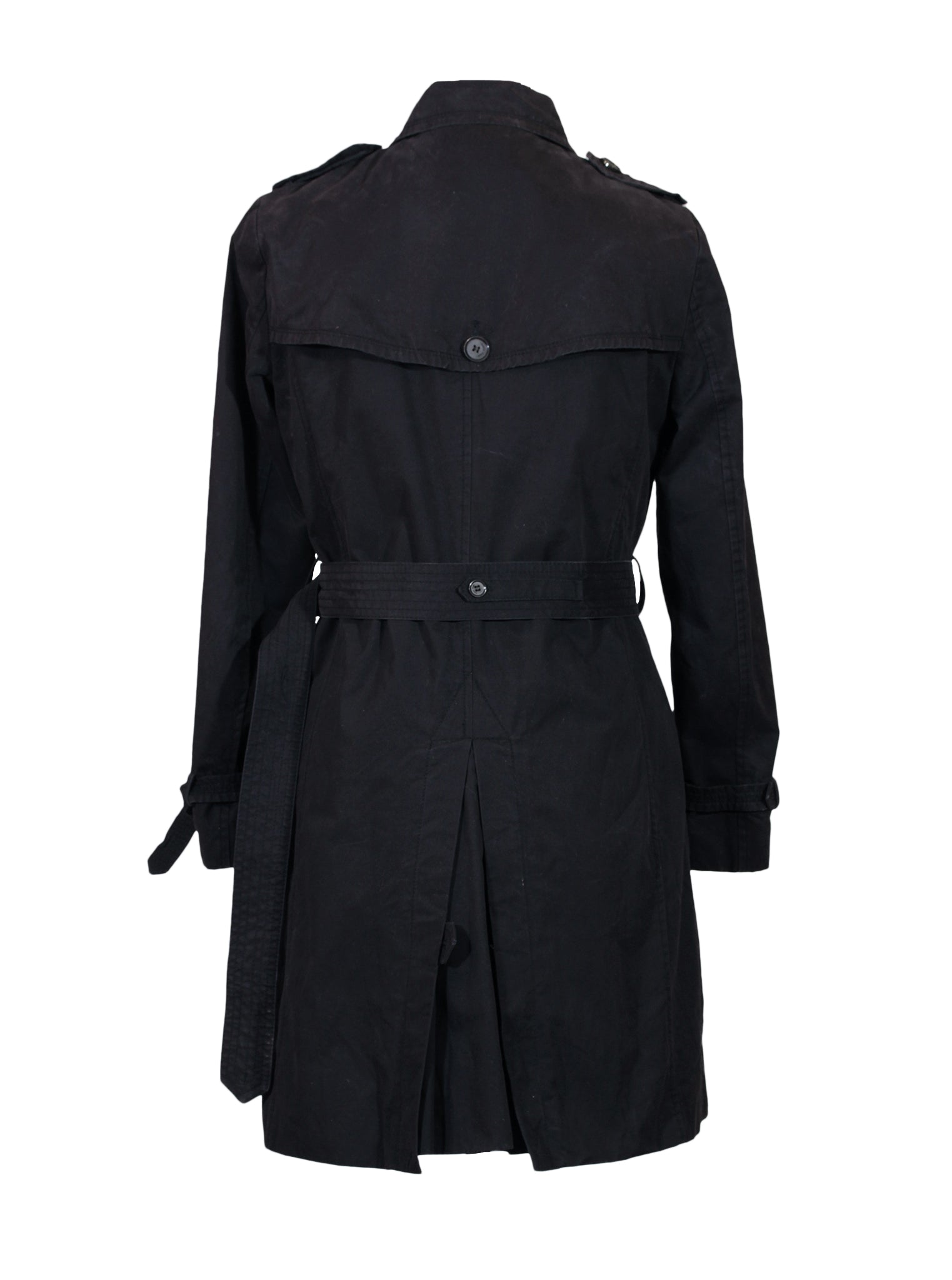 Trench coat negro con cinturón y forro desmontable | Talla S