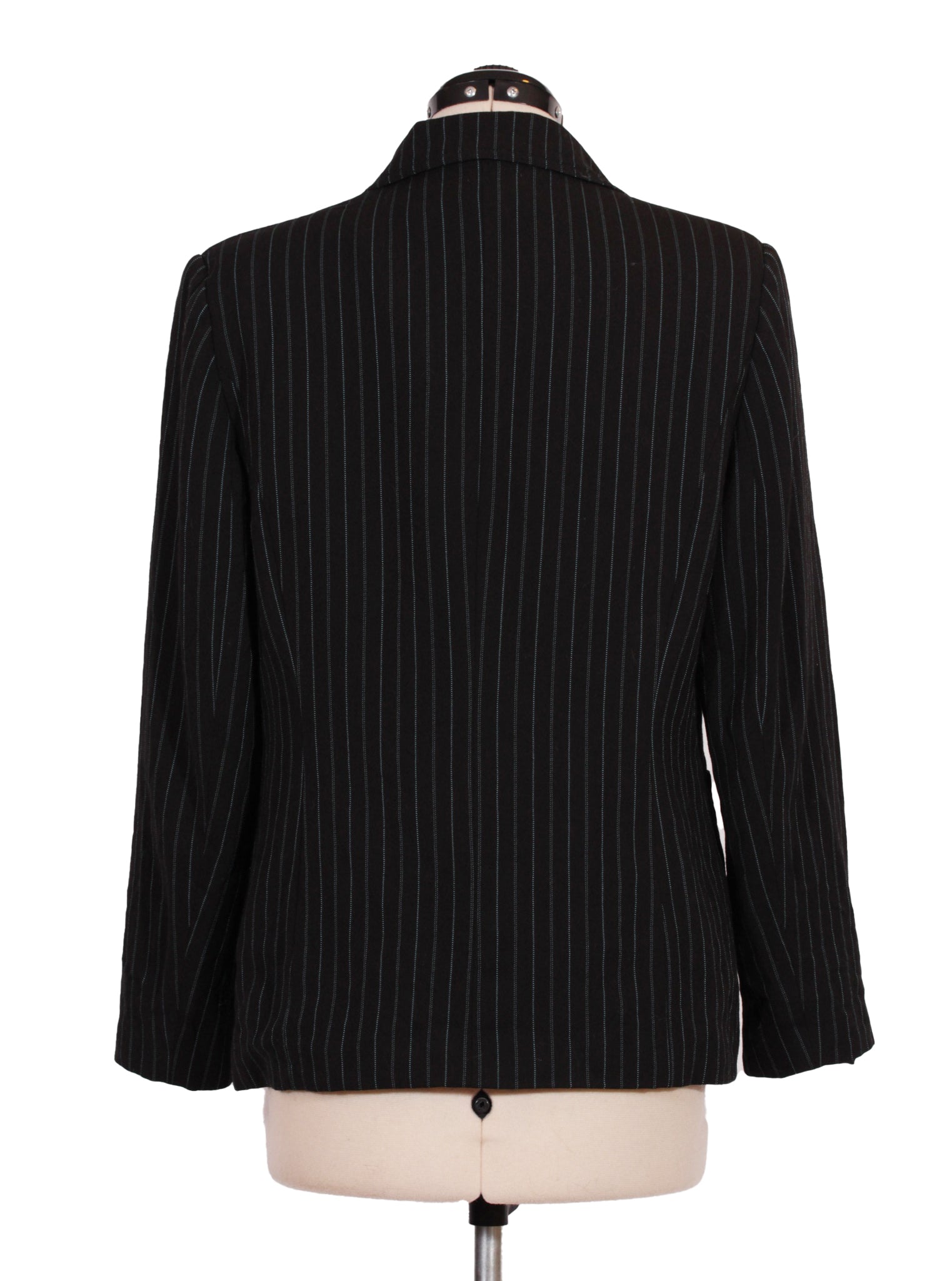 Blazer negro rayas finas corte clásico estructurado | Talla 44