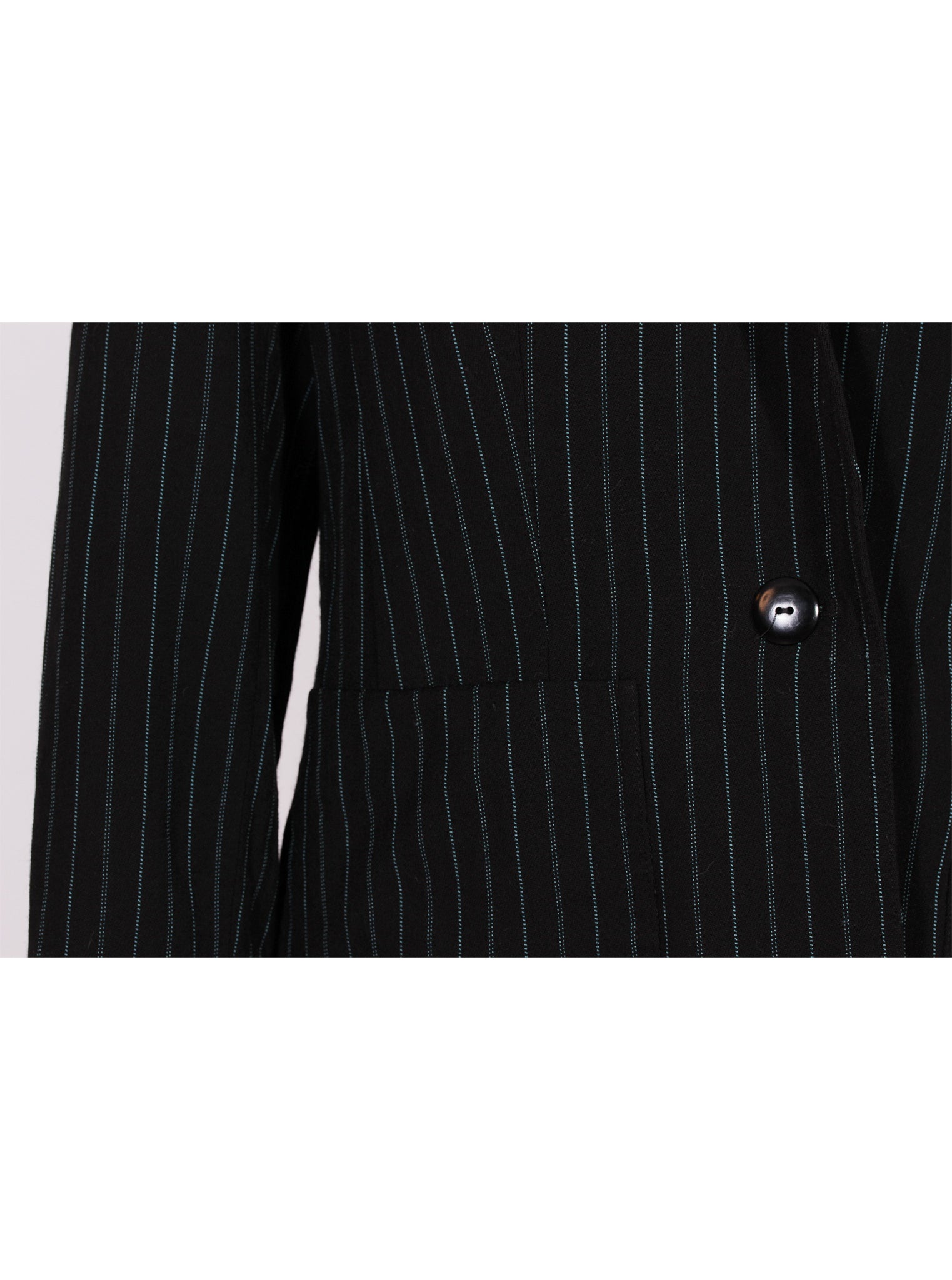 Blazer negro rayas finas corte clásico estructurado | Talla 44