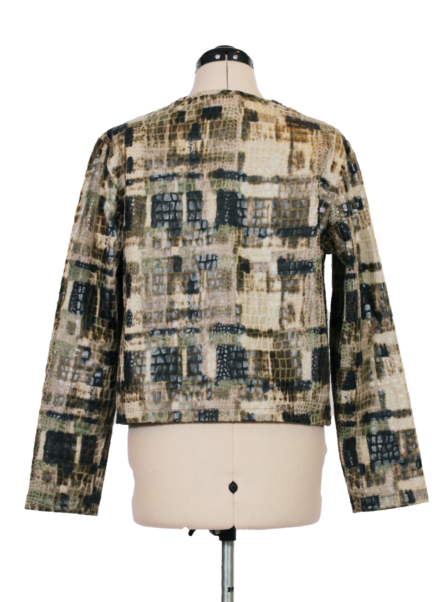 Chaqueta textura tipo reptil tonos tierra corte corto | Talla L