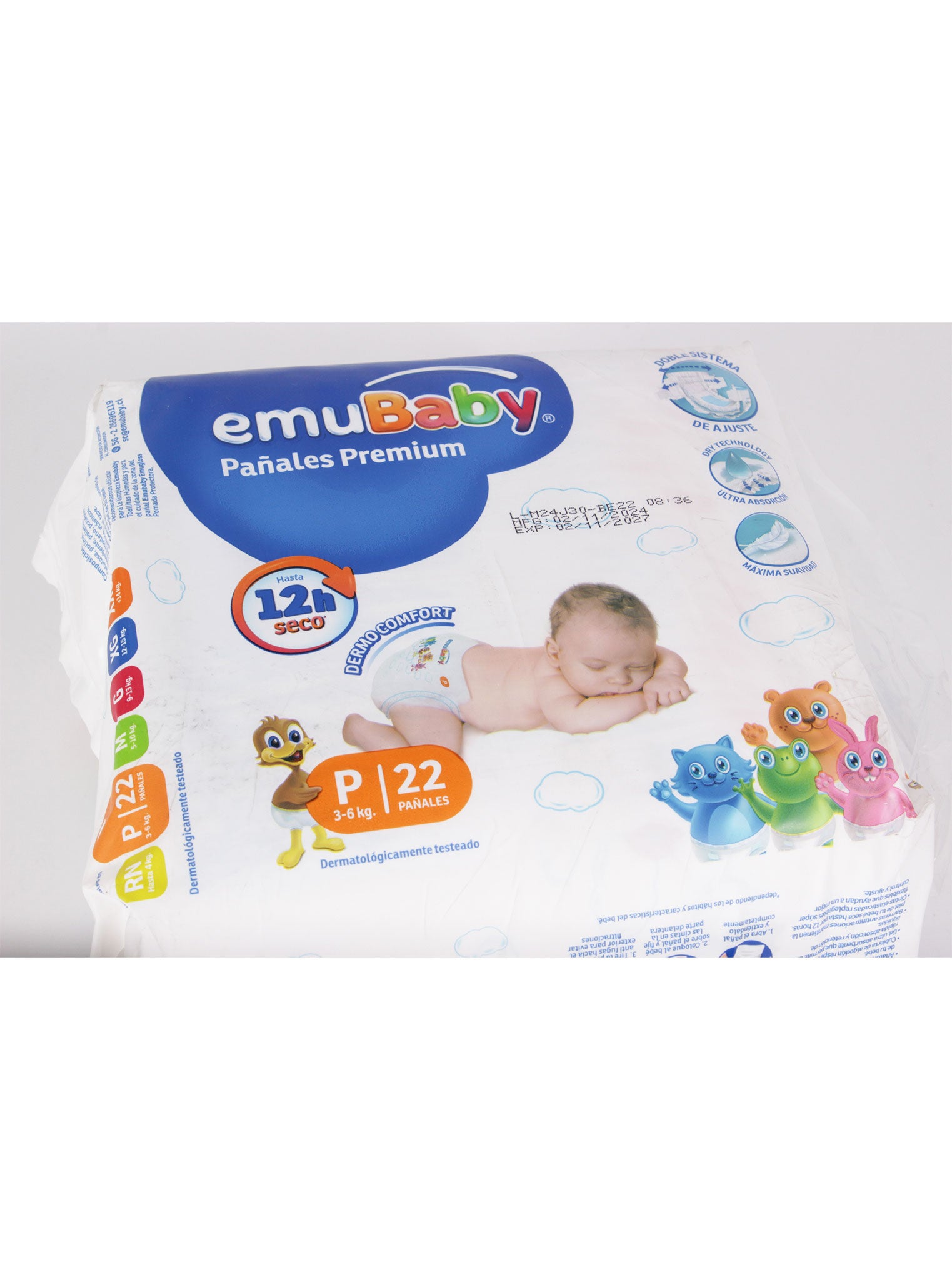 Pañales EmuBaby Premium talla P | 22 unidades
