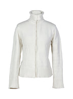 Chaleco blanco tejido con cierre y cuello alto | Talla XL