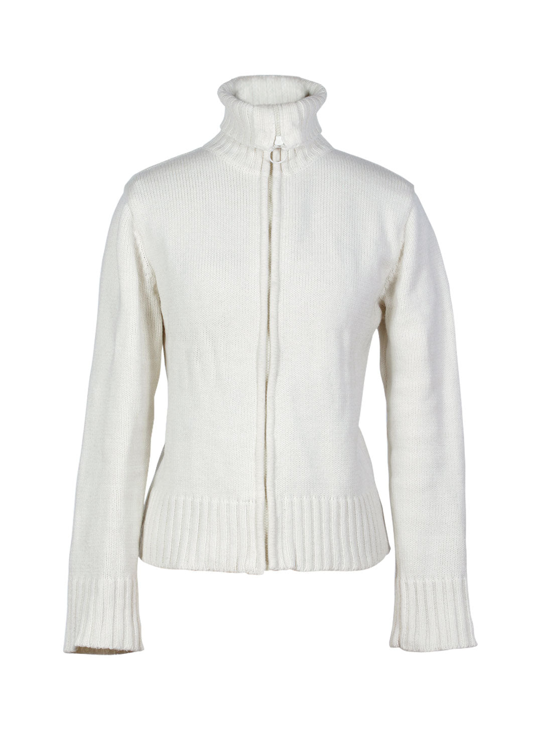 Chaleco blanco tejido con cierre y cuello alto | Talla XL