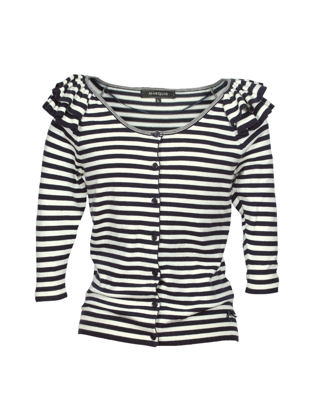 Chaleco Rayado Con Volantes | Talla L