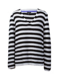Suéter rayas blanco negro escote V | Talla L