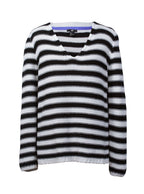 Suéter rayas blanco negro escote V | Talla L