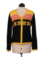 Cardigan tejido negro diseño nórdico cierre frontal | Talla M