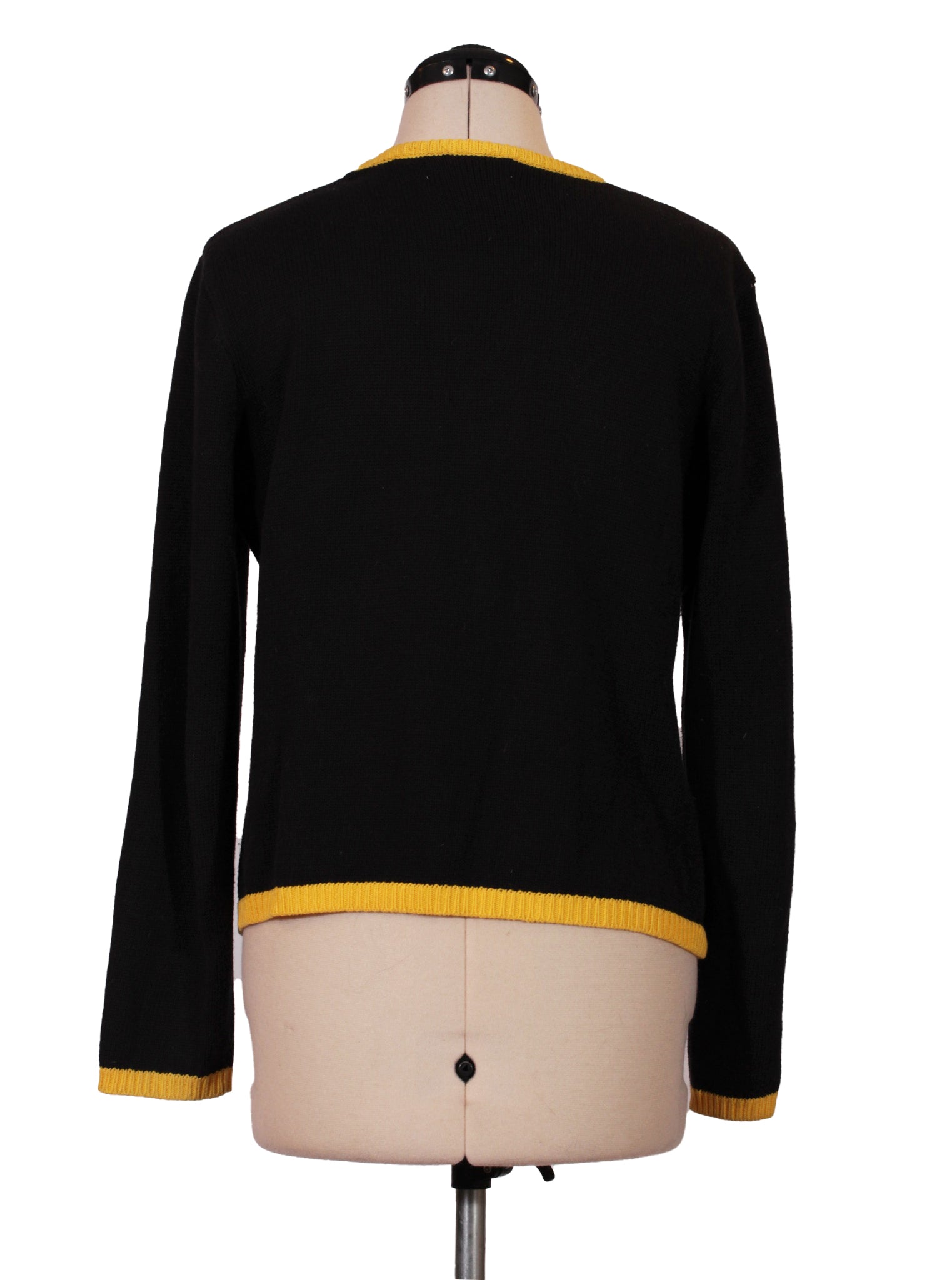 Cardigan tejido negro diseño nórdico cierre frontal | Talla M