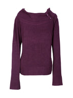 Sweater morado liviano cuello amplio con botones | Talla L