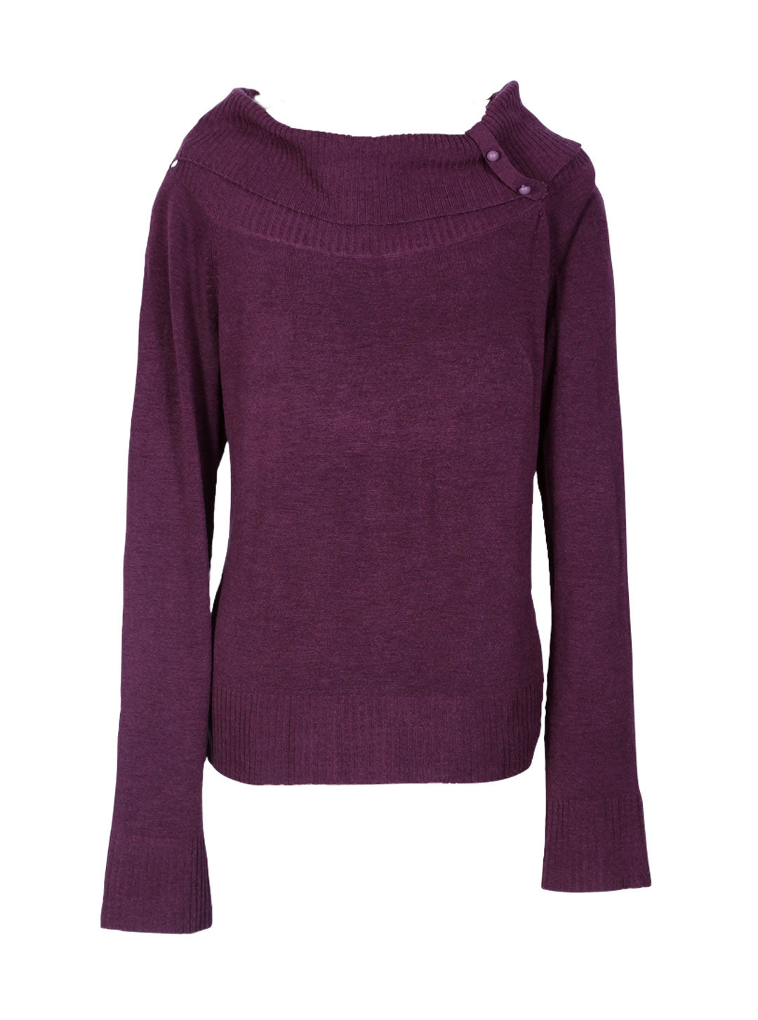 Sweater morado liviano cuello amplio con botones | Talla L