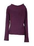 Sweater morado liviano cuello amplio con botones | Talla L
