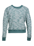 Suéter tejido jaspeado verde cuello redondo | Talla M