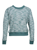 Suéter tejido jaspeado verde cuello redondo | Talla M
