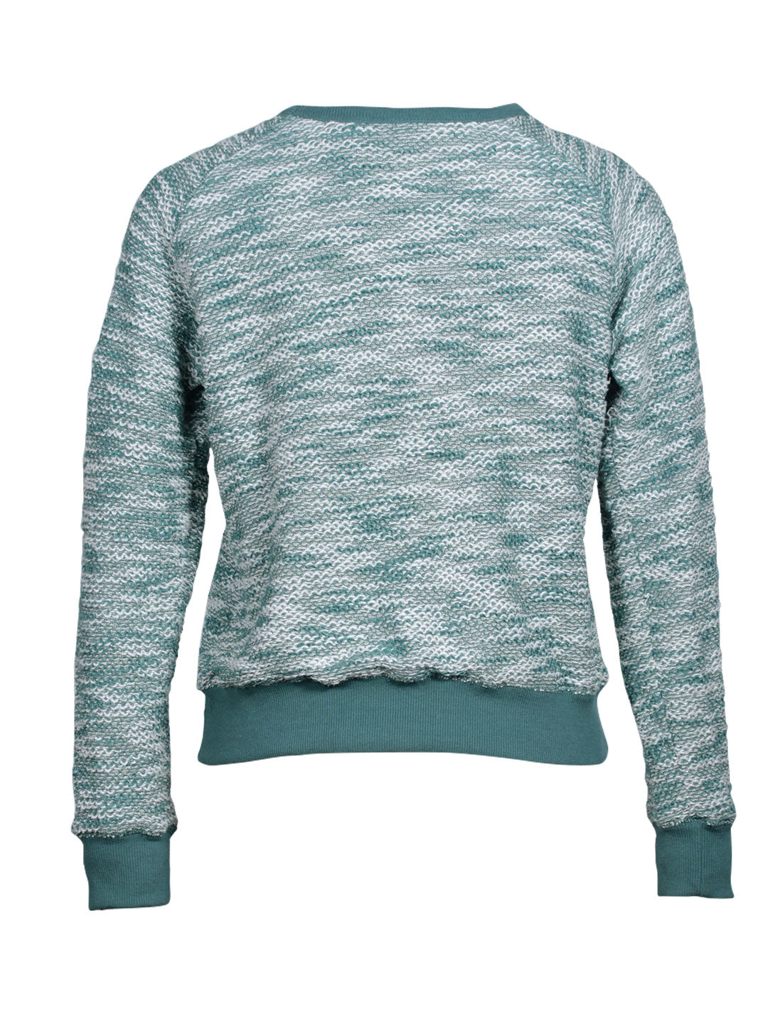 Suéter tejido jaspeado verde cuello redondo | Talla M