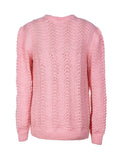 Chaleco tejido calado artesanal textura gruesa rosa | Talla L