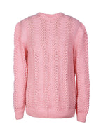 Chaleco tejido calado artesanal textura gruesa rosa | Talla L