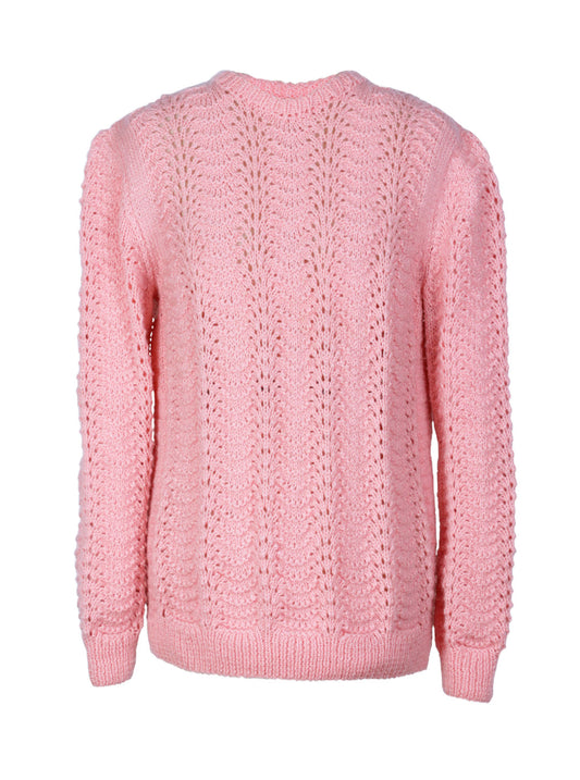 Chaleco tejido calado artesanal textura gruesa rosa | Talla L