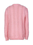 Chaleco tejido calado artesanal textura gruesa rosa | Talla L