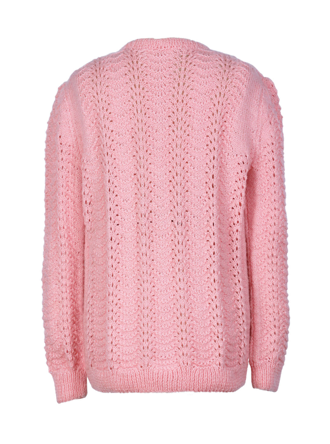 Chaleco tejido calado artesanal textura gruesa rosa | Talla L