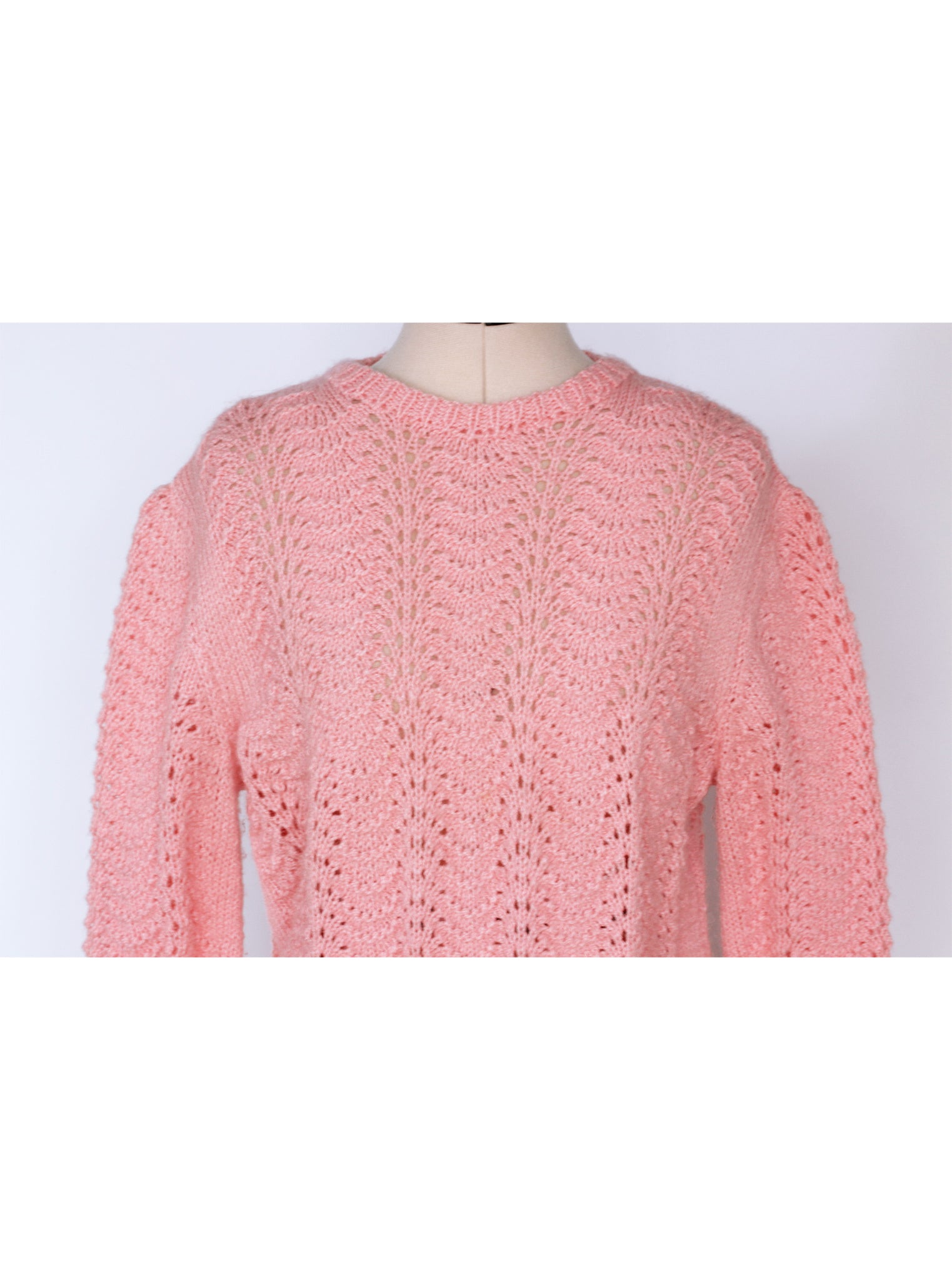 Chaleco tejido calado artesanal textura gruesa rosa | Talla L
