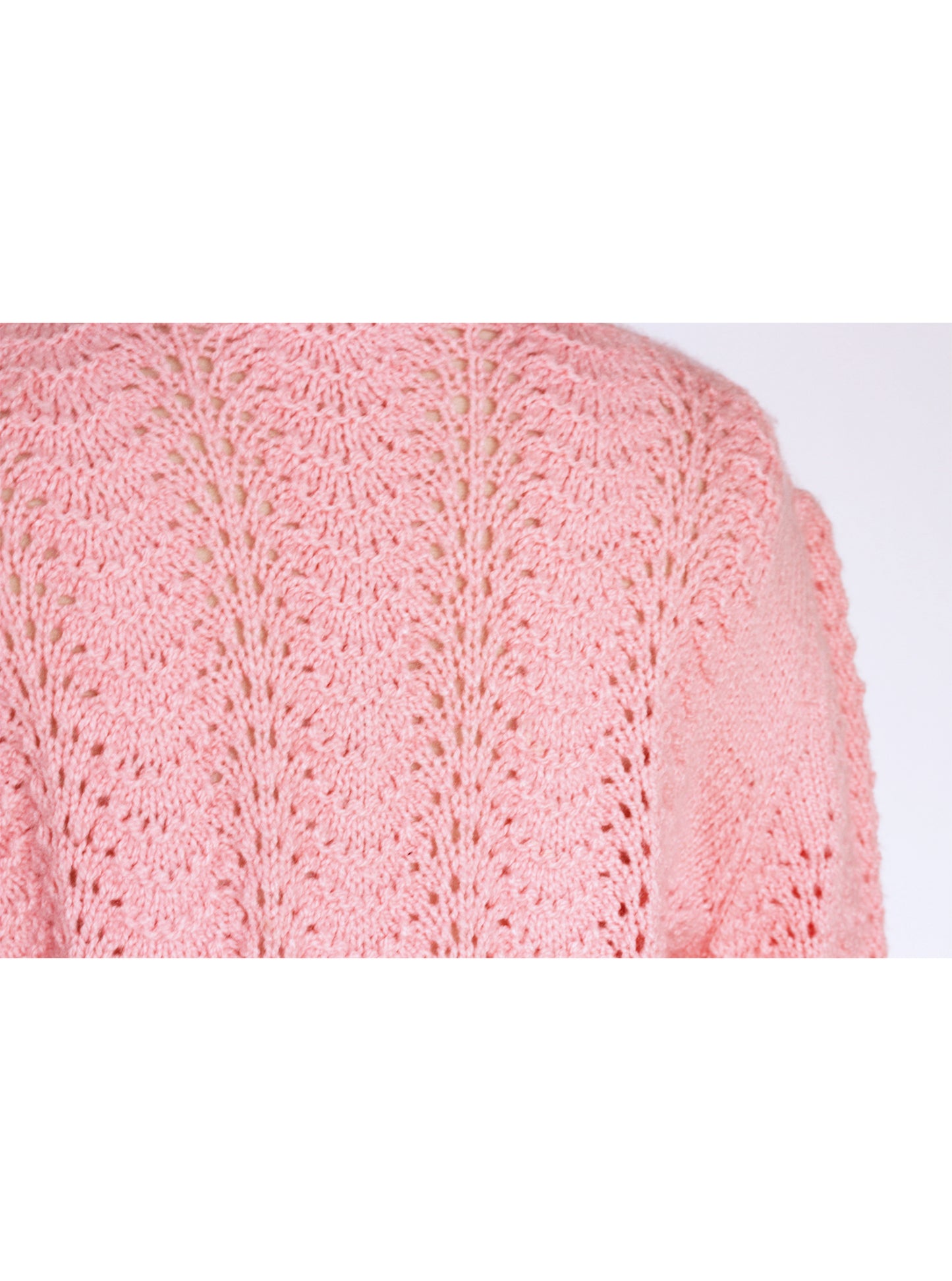 Chaleco tejido calado artesanal textura gruesa rosa | Talla L