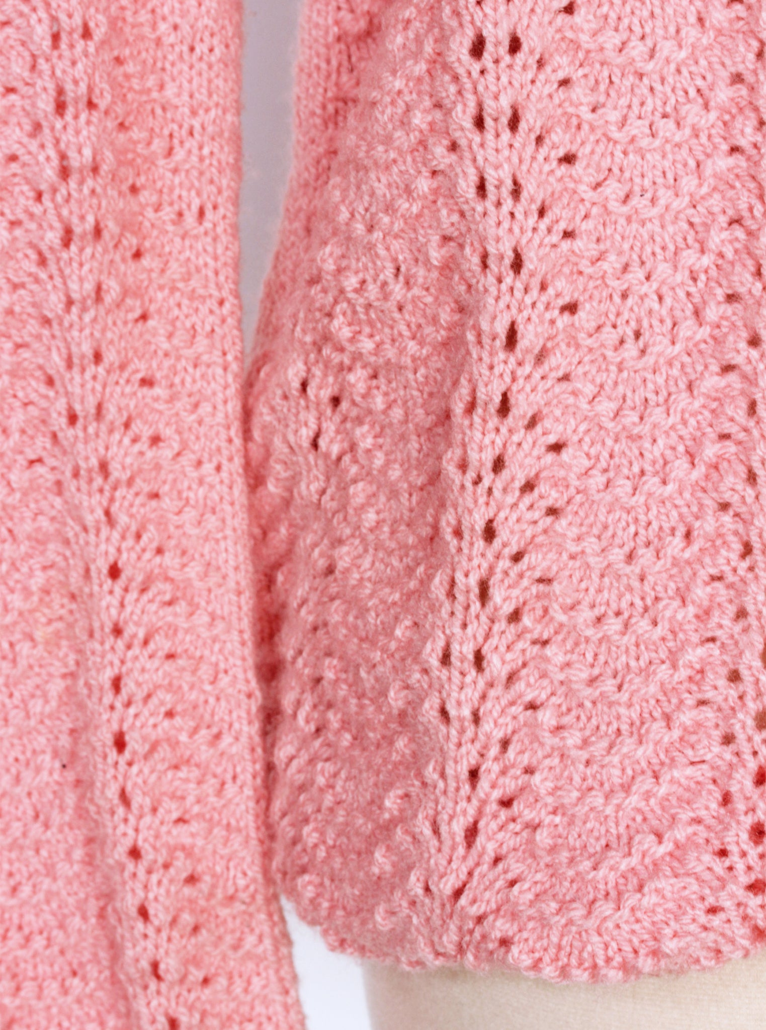 Chaleco tejido calado artesanal textura gruesa rosa | Talla L