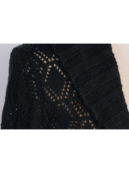 Cardigan calado abierto manga larga textura gruesa | Talla L