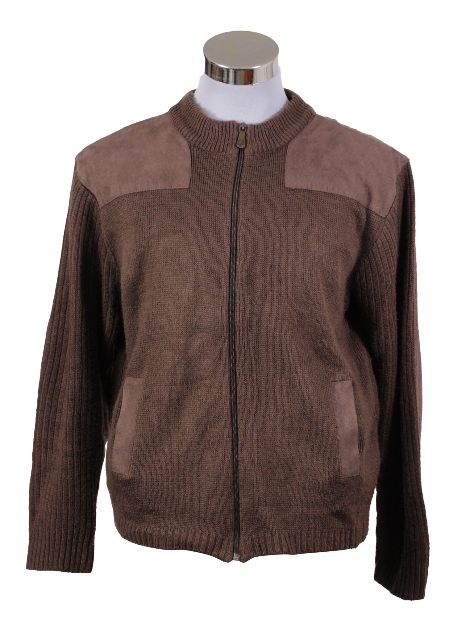 Chaleco tejido café con cierre Newport | Talla L