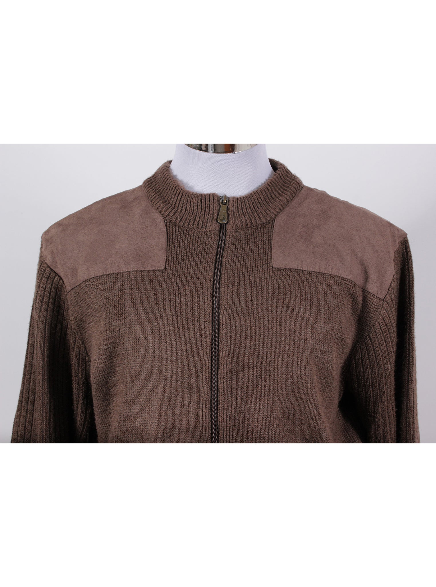 Chaleco tejido café con cierre Newport | Talla L