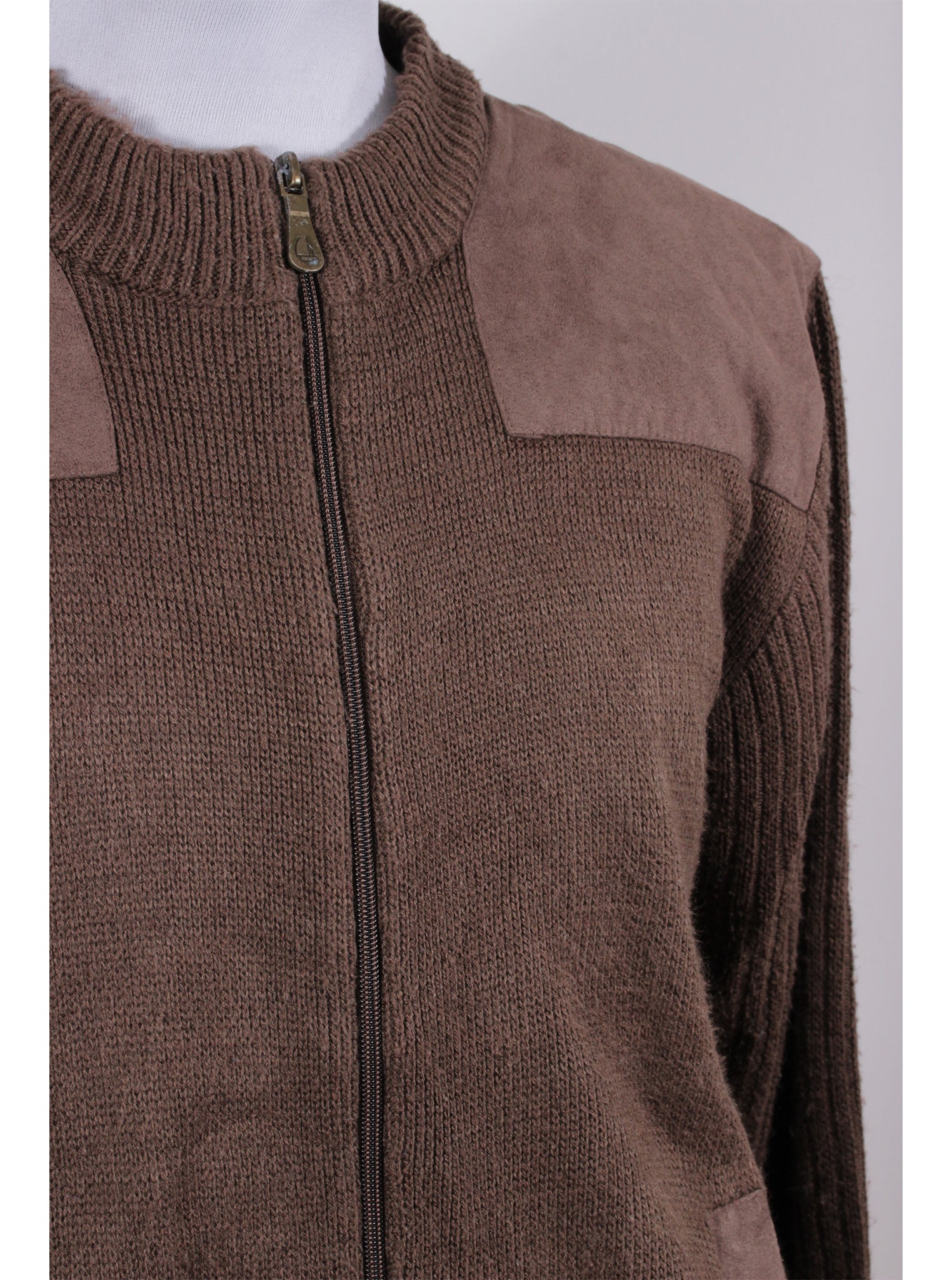 Chaleco tejido café con cierre Newport | Talla L