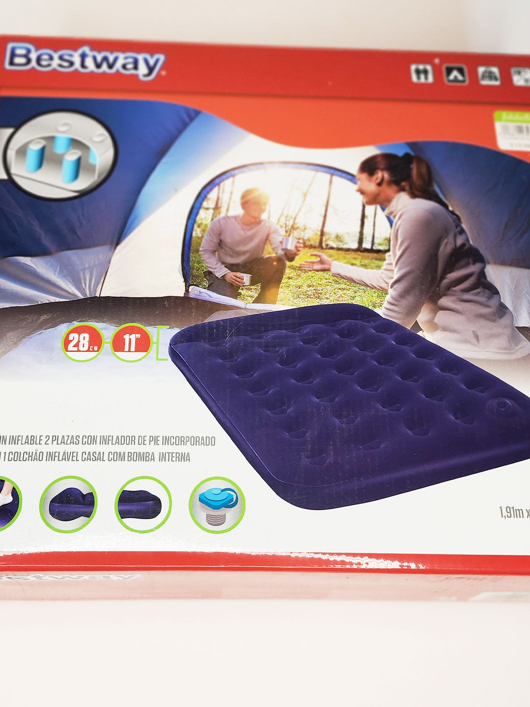 Colchón inflable Bestway de 2 plazas con inflador de pie