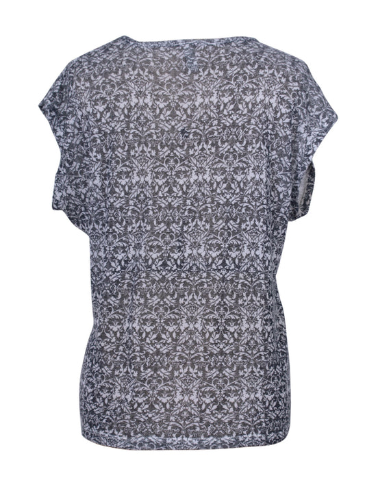 Polera estampada suelta manga corta diseño ornamental lanilla | Talla S