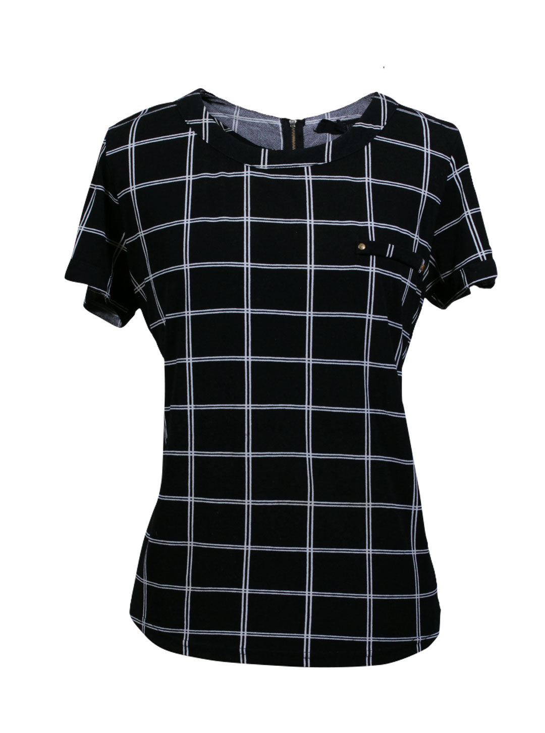 Polera cuadros bolsillo cremallera | Talla L