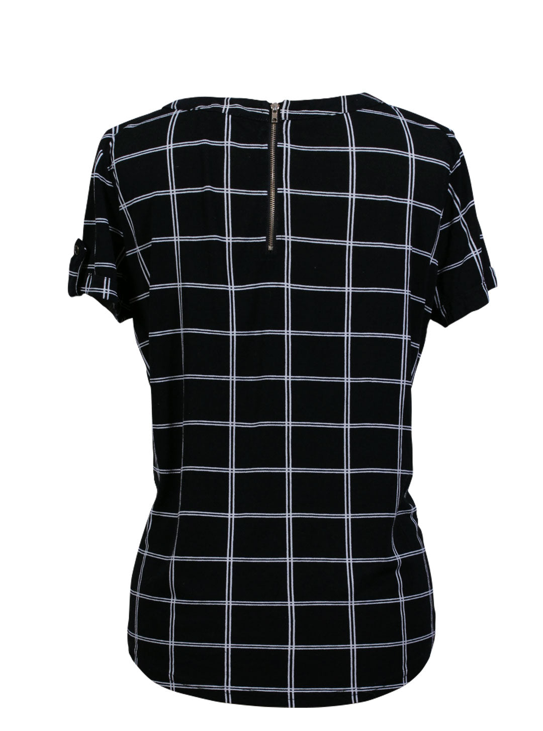 Polera cuadros bolsillo cremallera | Talla L