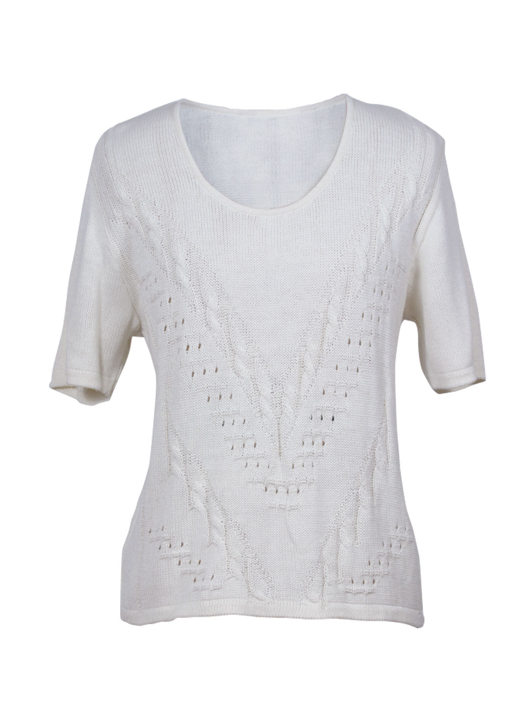 Blusa tejida calada manga corta | Talla L