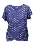 Blusa azul estampada ligera con cuello en V | Talla XL