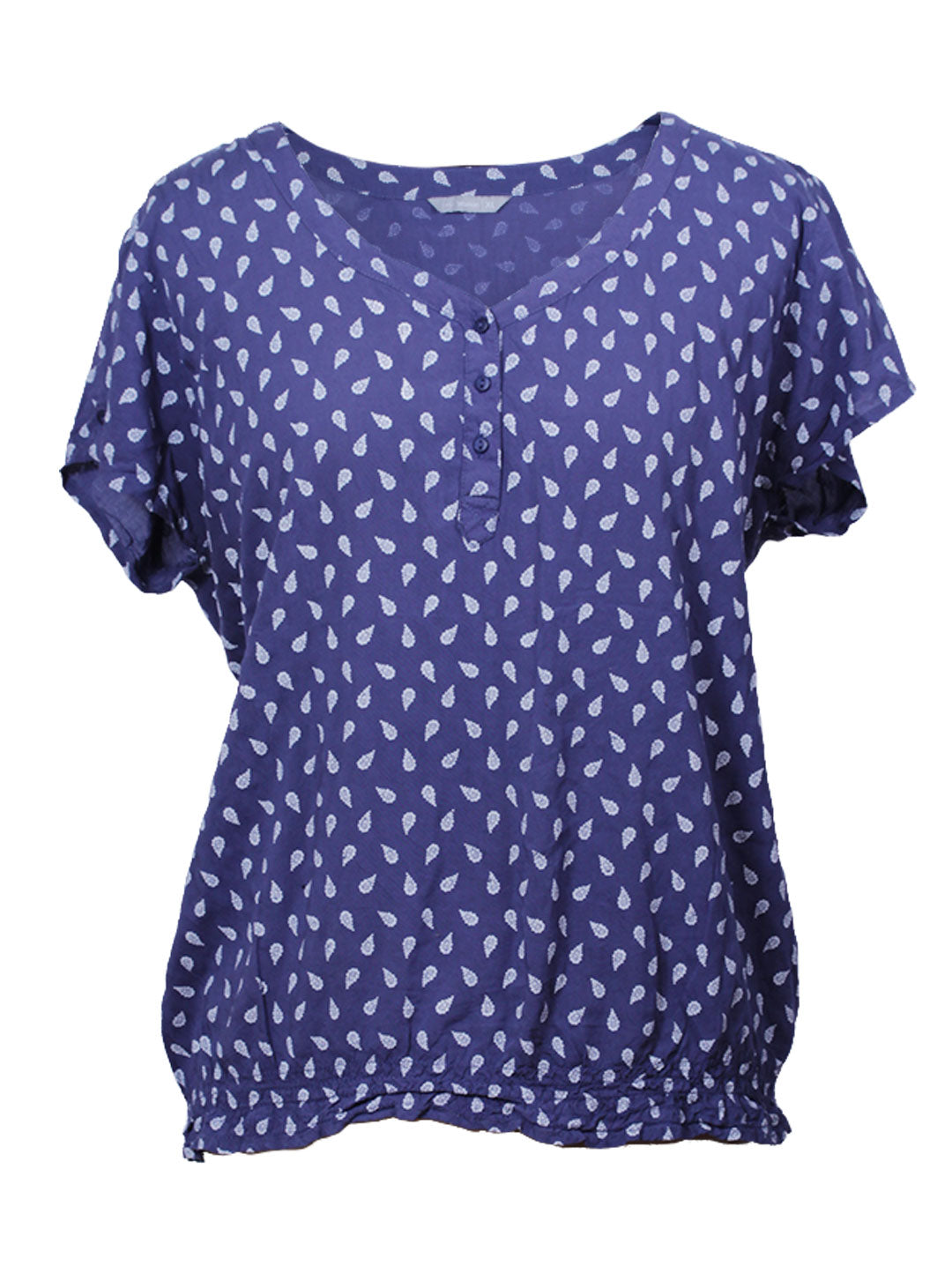 Blusa azul estampada ligera con cuello en V | Talla XL