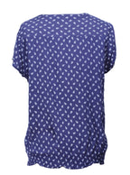 Blusa azul estampada ligera con cuello en V | Talla XL