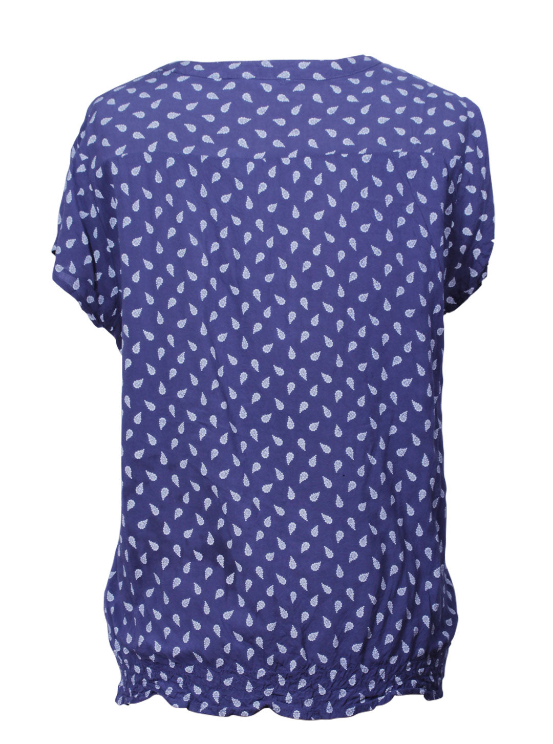 Blusa azul estampada ligera con cuello en V | Talla XL