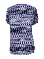 Blusa estampada escote en V botones | Talla M
