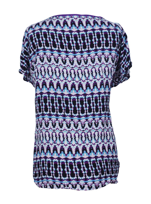 Blusa estampada escote en V botones | Talla M