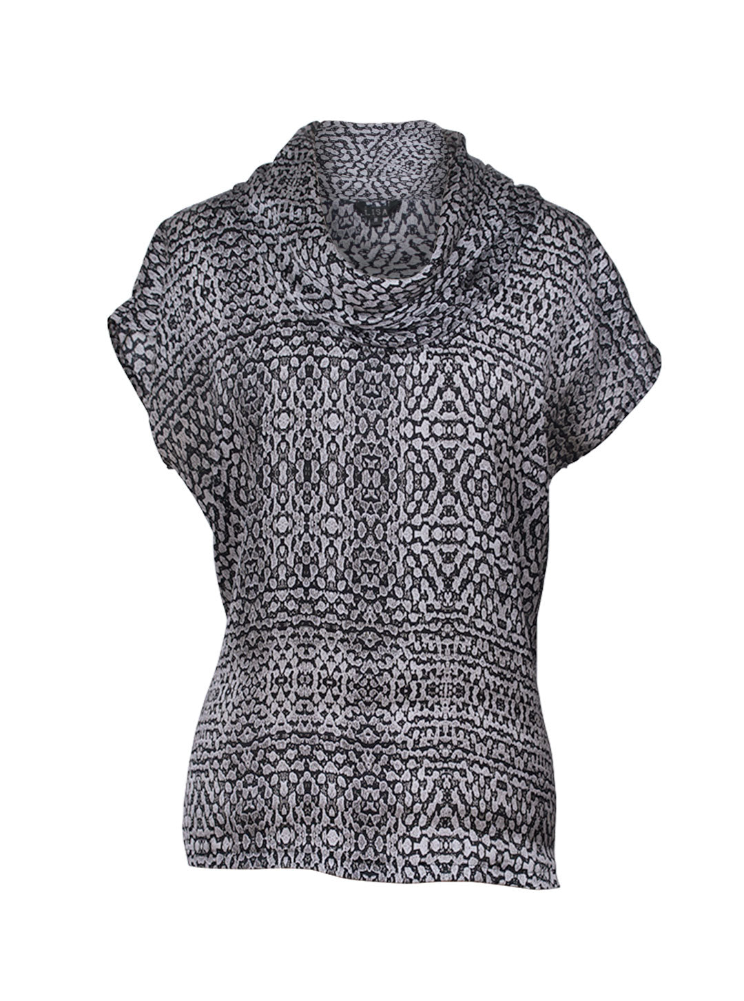 Blusa sin mangas cuello drapeado estampado geométrico | Talla M