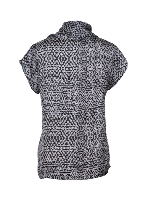 Blusa sin mangas cuello drapeado estampado geométrico | Talla M