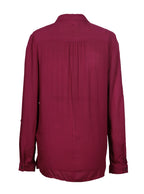 Blusa camisera burdeo bolsillos | Talla L