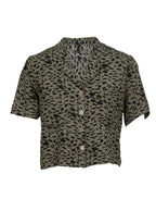 Blusa corta estampado manchas botones | Talla L