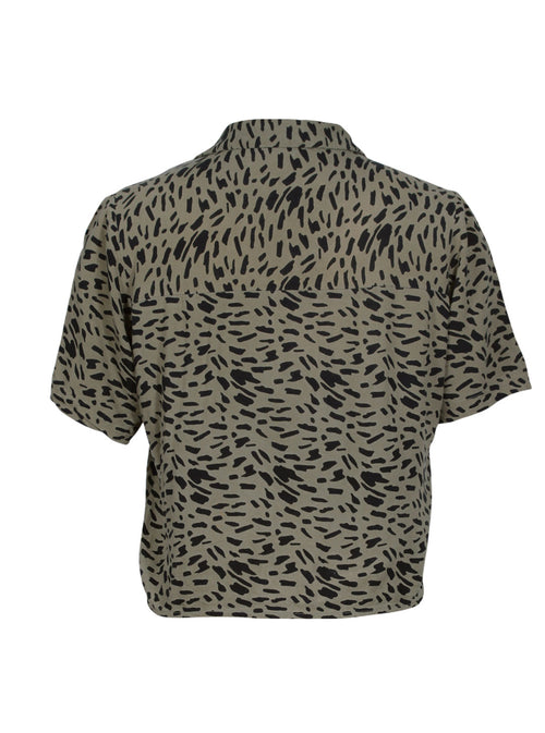 Blusa corta estampado manchas botones | Talla L