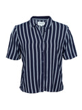 Blusa manga corta rayas azul marino | Talla L